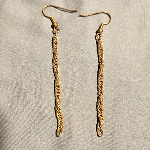 Handmade Gold Chain Dangle Earrings With Gold Fish Hooks